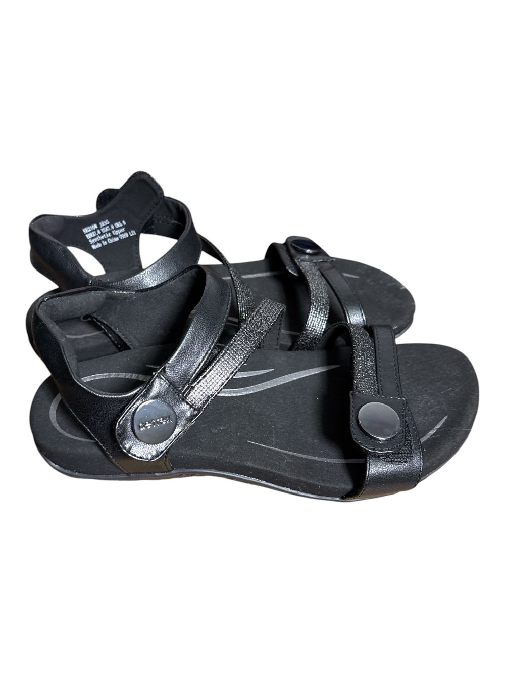 Aetrex Jess Black Strappy Ergonomic Support Sandals 7